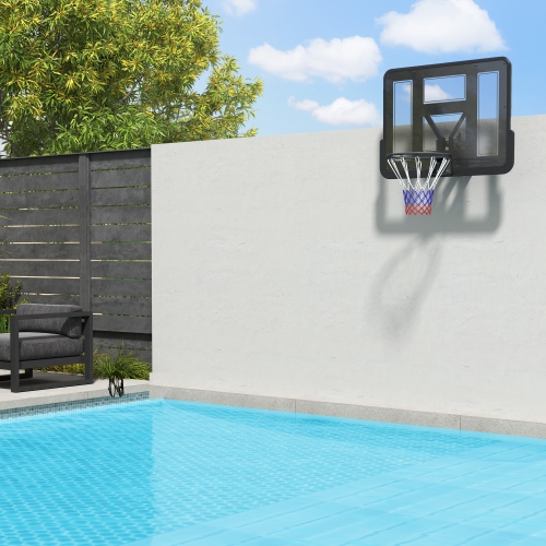 Soozier Wall Mounted Basketball Hoop, Basketball Goal Combo Kit with 43" Reinforced Shatter Resistant Backboard and All Weather Net for Indoor or