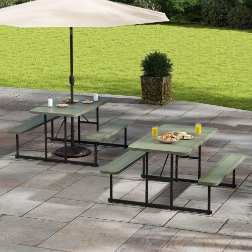 Costway Picnic Table Bench Set for 2-4 People Outdoor Rectangular Camping Dining Table Black/Gray/Green/White