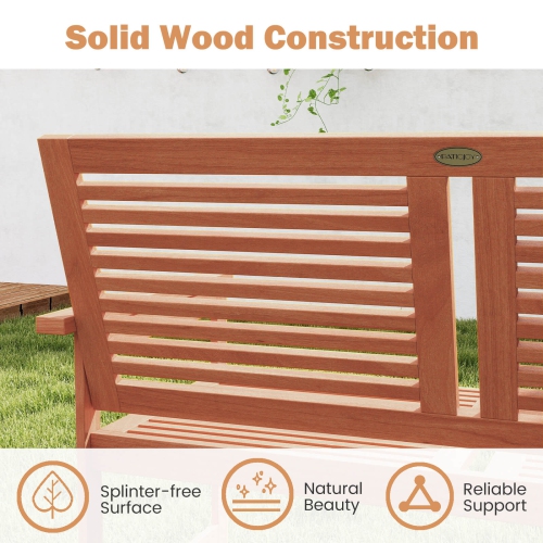 Costway 2-Person Patio Bench with Slatted Backrest and Seat Garden Loveseat Chair Furniture