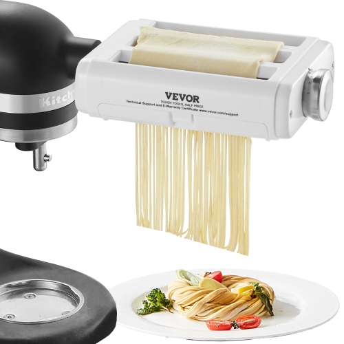 VEVOR 3-IN-1 Pasta Attachment for KitchenAid Stand Mixer, Stainless Steel Pasta Roller Cutter Set Including Pasta Sheet Roller, Spaghetti and Cutter,