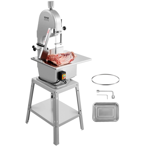 VEVOR 1800W Electric Meat Saw, Stainless Vertical Cutter, 19.1"x15" Workbench, 7.09" Cutting Thickness, Includes 5 Blades for Slicing Frozen Meat,