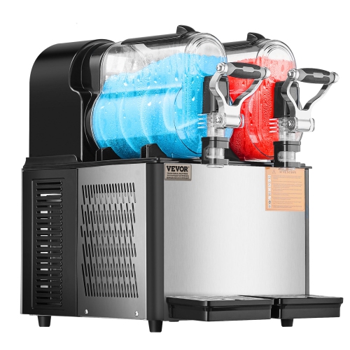 VEVOR 3Lx2 Commercial Slushy Machine, Double Tank Drink Machine, 24 Cups Stainless Steel Margarita Smoothie Frozen Drink Maker, Slushie Maker for