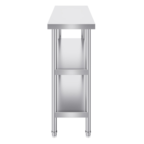 VEVOR 14 x 48 x 34 Inch Stainless Steel Food Prep Table, Commercial Kitchen Worktable, with 2 Adjustable Undershelf, Heavy Duty Prep Table Metal Work