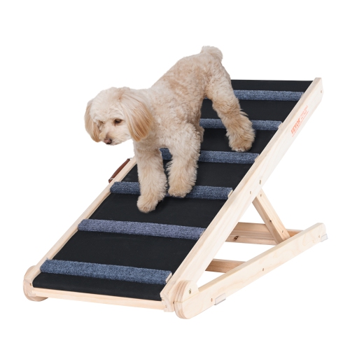 VEVOR 41.3" Folding Pet Ramp for Bed, Adjustable Dog Ramp for Small, Large, Old Dogs & Cats, Wooden Pet Ramp, Adjustable from 13.77" to 25.59",