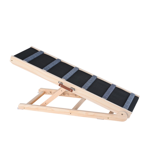 VEVOR 41.3" Folding Pet Ramp for Bed, Adjustable Dog Ramp for Small, Large, Old Dogs & Cats, Wooden Pet Ramp, Adjustable from 13.77" to 25.59",