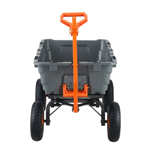 VEVOR Dump Cart, Poly Garden Dump Cart with Easy to Assemble Steel Frame, Dump Wagon with 2-in-1 Convertible Handle, Utility Wheelbarrow 1500 lbs
