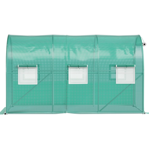 VEVOR 12 x 7 x 7 ft Walk-in Tunnel Greenhouse, Portable Plant Hot House with Galvanized Steel Hoops, 1 Top Beams, 2 Diagonal Poles, 1 Zippered Door &