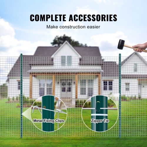 VEVOR 5 Feet Fence Post, 10 Pack U-Channel Heavy Duty Metal Fence Posts, Sturdy Steel Fence Stakes for Garden Yard, Lawn, Farms and Outdoor Wire