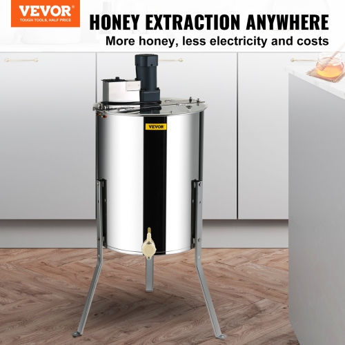 VEVOR Electric Honey Extractor, 4/8 Frames Honey Spinner Extractor, Stainless Steel, Honeycomb Drum Spinner with Lid, Apiary Centrifuge Equipment