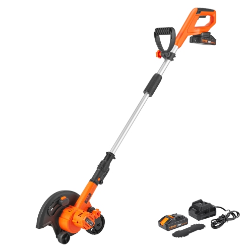 VEVOR  Lawn Edger, 20V Battery Powered Cordless Edger, 9-Inch Blade Edger Lawn Tool \w 3-Position Blade Depth, Battery And Charger Included, For
