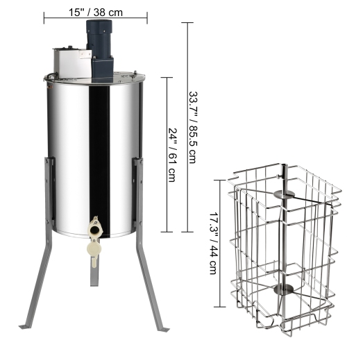 VEVOR Electric Honey Extractor, 2/4 Frames Honey Spinner Extractor, Stainless Steel, Honeycomb Drum Spinner with Lid, Apiary Centrifuge Equipment