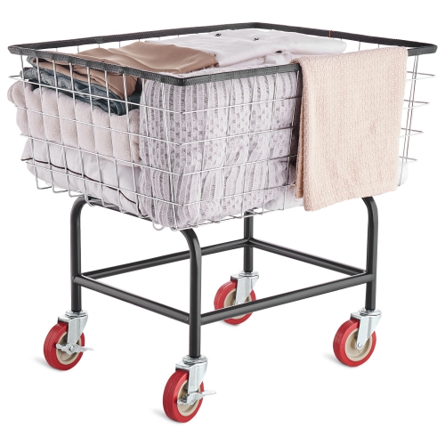 VEVOR  26.7"x21.7"x26.4" Wire Laundry Cart, 2.8Bushel Wire Laundry Basket \w Wheels, Commercial Wire Laundry Basket Cart, Steel Frame \w Chrome