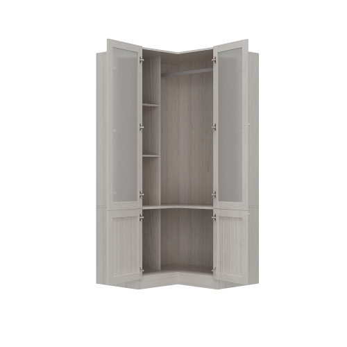 Famapy Corner Wardrobe Cabinet with 4 Doors and Frosted Glass – Modern L-Shaped Closet Storage Unit, ,Songfeng Shuiyue Finish