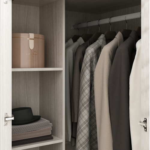 Famapy Corner Wardrobe Cabinet with 4 Doors and Frosted Glass – Modern L-Shaped Closet Storage Unit, ,Songfeng Shuiyue Finish