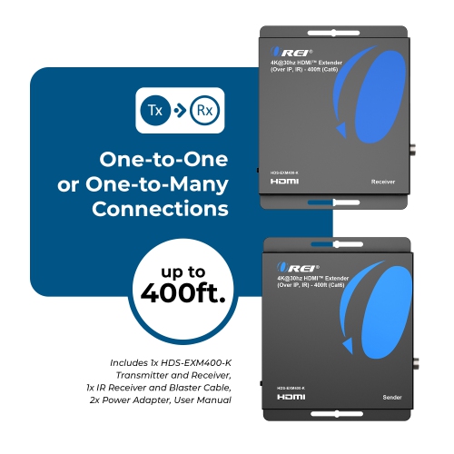 OREI 4K@30hz HDMI™ Extender - 400ft (Cat6) (HDS-EXM400-K)