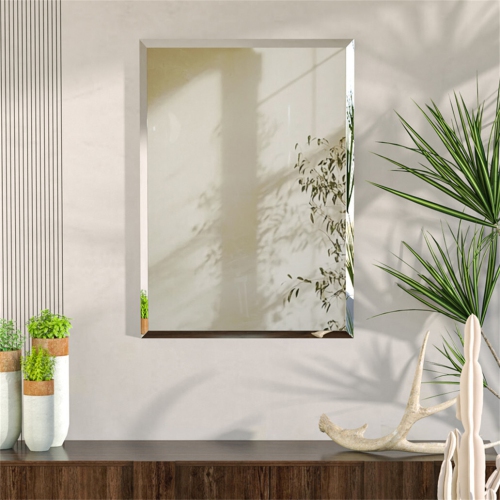 ARTLOGE Rectangle Wall Mirror Frameless Mirror 24" x 32" Beveled Edge Mirror for Bathroom Vanity and Entryway