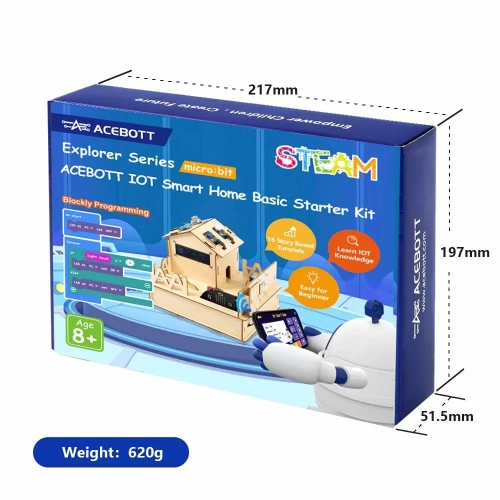 ACEBOTT QE005 Smart Home IoT Starter Kit With Arduino/ACECode(Scratch) For Micro:Bit Board - Educational STEM DIY Programming Kits for 8+ Years