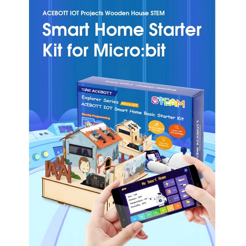 ACEBOTT QE005 Smart Home IoT Starter Kit With Arduino/ACECode(Scratch) For Micro:Bit Board - Educational STEM DIY Programming Kits for 8+ Years