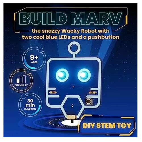 CircuitMess Wacky Robots - Marv, Learn Soldering & Electronics I Educational DIY Soldering Practice Kit I Learn about Pushbuttons, Switches and LEDs