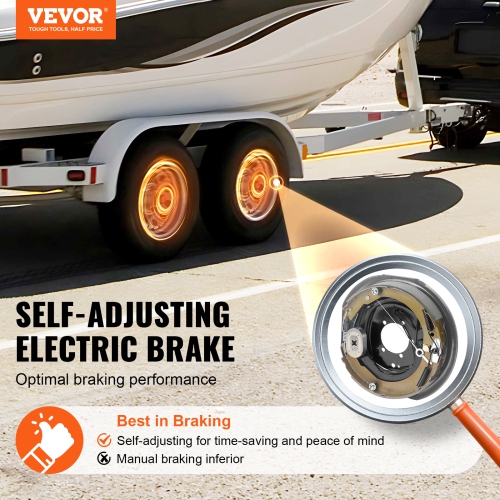 VEVOR 12" x 2" Electric Trailer Brake Assembly, 2 Pairs Self-Adjusting Electric Brakes Kit for 7000 lbs Axle, 5-Hole Mounting, for Braking System