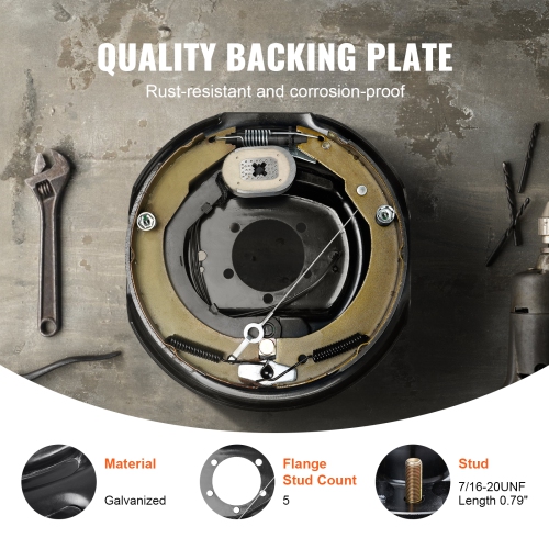 VEVOR 12" x 2" Electric Trailer Brake Assembly, 2 Pairs Self-Adjusting Electric Brakes Kit for 7000 lbs Axle, 5-Hole Mounting, for Braking System