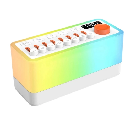 MYACUC  Noise Sleep Sound Machine With 8 Nature Sounds, Portable Bluetooth Speaker With 12 Colors Night Lights In White