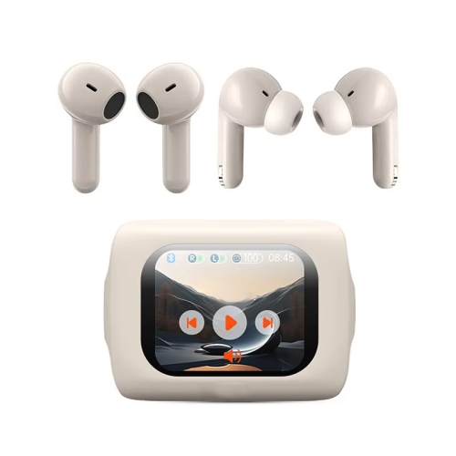 Wireless Earphone Dual Earbuds Touch Screen Headset ANC+ENC Noise Cancelling Bluetooth Headphone（White)