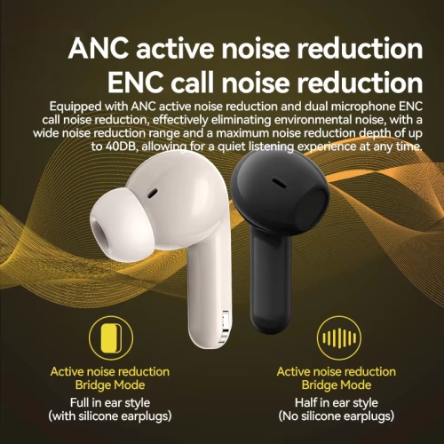 Wireless Earphone Dual Earbuds Touch Screen Headset ANC+ENC Noise Cancelling Bluetooth Headphone(White)