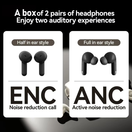 Wireless Earphone Dual Earbuds Touch Screen Headset ANC+ENC Noise Cancelling Bluetooth Headphone(White)