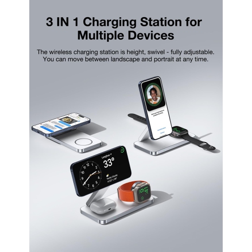 3 in 1 Charging Station Cell Phone Charging Station/3 in 1 Wireless Charger Stand/Phone and Watch Charger/Wireless Charging for IPhone Series