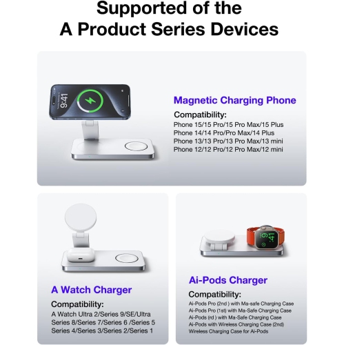 3 in 1 Charging Station Cell Phone Charging Station/3 in 1 Wireless Charger Stand/Phone and Watch Charger/Wireless Charging for IPhone Series