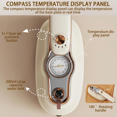 Handheld Garment Steamer, Small Foldable Portable Ironing Machine for Household Use, High-Power Steam Iron, 180° Rotating Handle