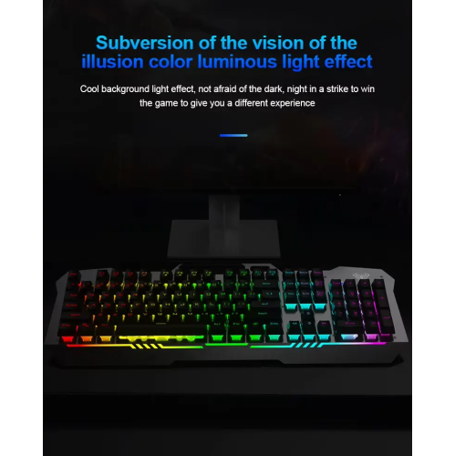 Wolf Spider F3010 Mechanical Gaming Keyboard Full Metal Panel 26 Keys No Conflict, Two-color Injection Keycaps, Black Ice Blue Light