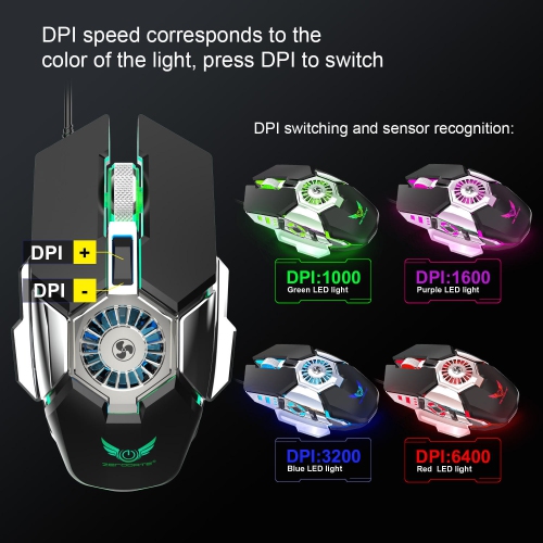 Fan cooling gaming mouse, PUBG macro programming RGB luminous gaming competitive computer mouse