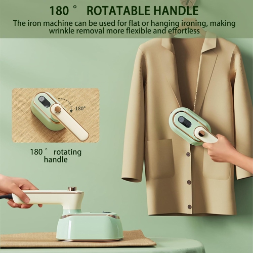 Handheld hanging iron, folding rotary electric iron, home travel large capacity steam iron, small iron, green