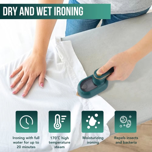 Electric iron handheld hanging ironing machine, portable household handheld ironing machine, mini small rotating folding iron, dark green