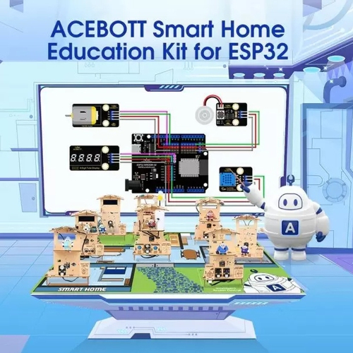 ACEBOTT QE024 ESP32 5-1n-1 Smart Home Education Kit - Level 2, STEM Robotics Science Kits for Students Age 12+, Engineering Projects STEAM Activities