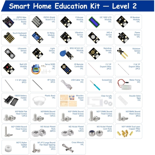 ACEBOTT QE024 ESP32 5-1n-1 Smart Home Education Kit - Level 2, STEM Robotics Science Kits for Students Age 12+, Engineering Projects STEAM Activities