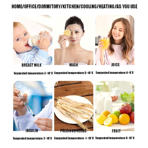 Mini gobelet à refroidissement rapide, -1 ℃-70 ℃ Mini réfrigérateur de bureau, tasse intelligente pour eau chaude et froide rapide, tasse portative à