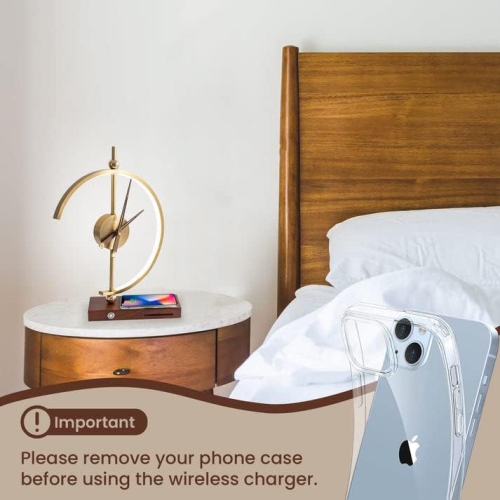 Clock Desk Lamp with Wireless Charger Analog Desk Clock LED Lamp Home Office Desk Lamp