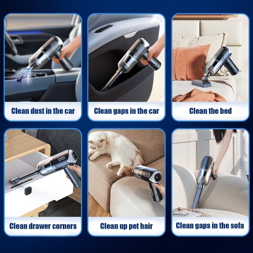 Aspirateur à main Sans fil Rechargeable,Aspirateur portatif pour voiture,Brosse d'aspirateur pour chien pour poils d'animaux,Nettoyage pour voiture