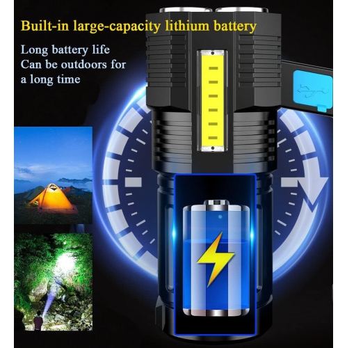 LED Flashlight Rechargeable High Lumen Handheld Flashlights Portable Torch for Outdoor Camping Hiking Emergency Lantern