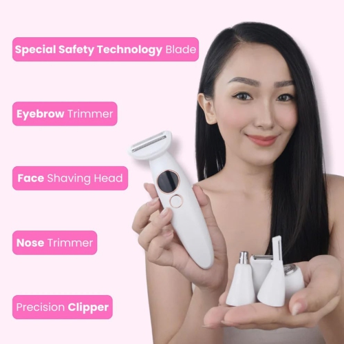 5 in 1 Women's Hair Trimmer Set, Multifunctional Bikini Shaver, Electric Nose Hair Trimmer, Smart Digital Display Suitable for Travel and Home Use