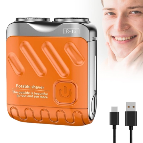 MYACUC  Portable Rotating Dual Ring Shaver, Mini Small Men's Electric Shaver USB Charging Suitable for Travel And Home Use