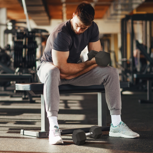 2 45 lb haltères hexagonaux en caoutchouc de Soozier haltères haltères haltères haltères pour entraînement physique pour le bureau à domicile,