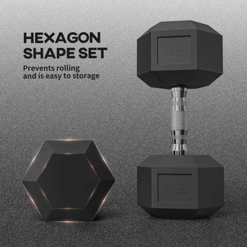 2 45 lb haltères hexagonaux en caoutchouc de Soozier haltères haltères haltères haltères pour entraînement physique pour le bureau à domicile,