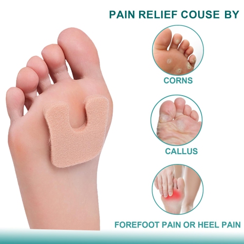 30pcs Horseshoe Foot Pads, 3 in 1 Felt Metatarsal Pads, Plantar Heel Pads for Pain Relief