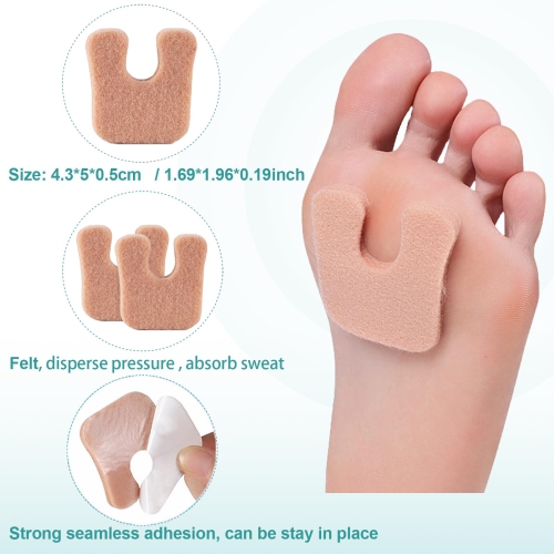 30pcs Horseshoe Foot Pads, 3 in 1 Felt Metatarsal Pads, Plantar Heel Pads for Pain Relief