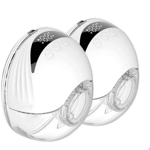 Wearable Breast Pump Hands-Free Electric Breast Pump Comfort Milk Collector Lightweight with LED Display 4 Modes and 12 Levels - White180ml