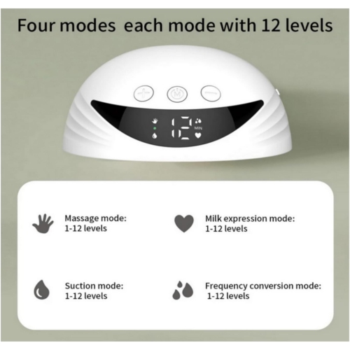 Wearable Breast Pump Hands-Free Electric Breast Pump Comfort Milk Collector Lightweight with LED Display 4 Modes and 12 Levels - White180ml